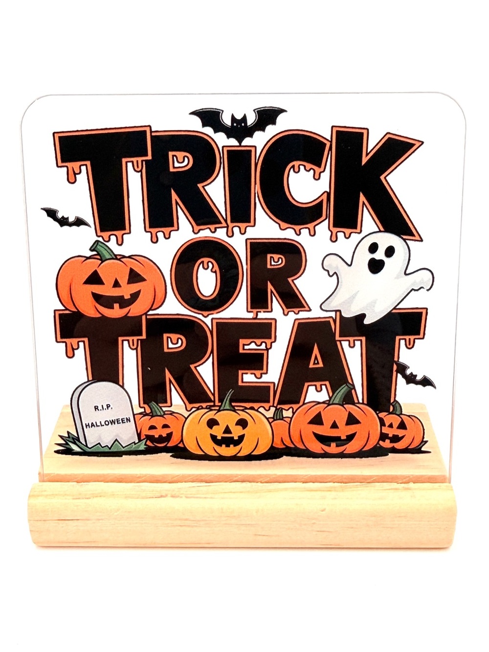 *New* Halloween Acrylic & Wood Decoration/Desk Sign